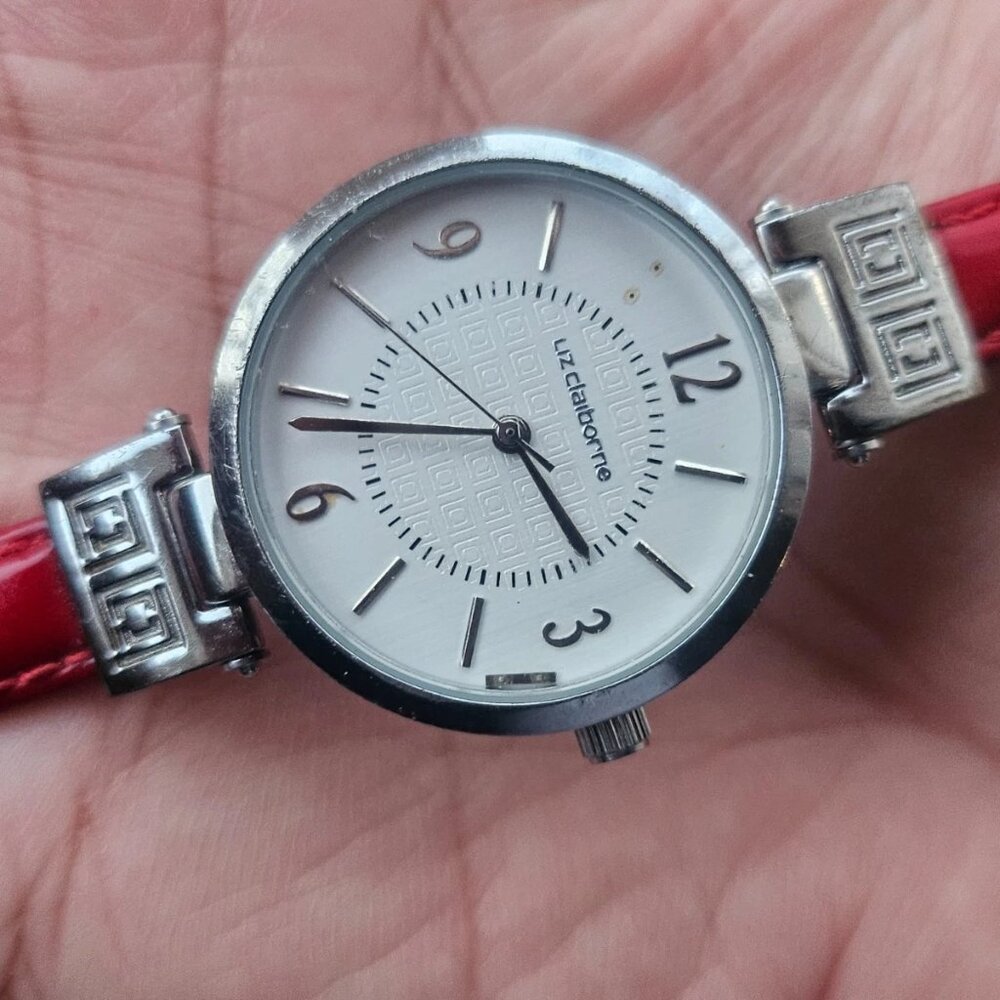 Liz Claiborne Women Wristwatch Analog Quartz Red patent Leather Strap Watch